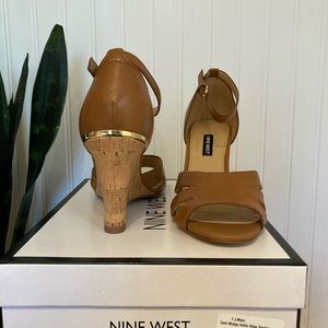 NWT Nine West Cork Wedge Ankle Strap Sandal 9.5